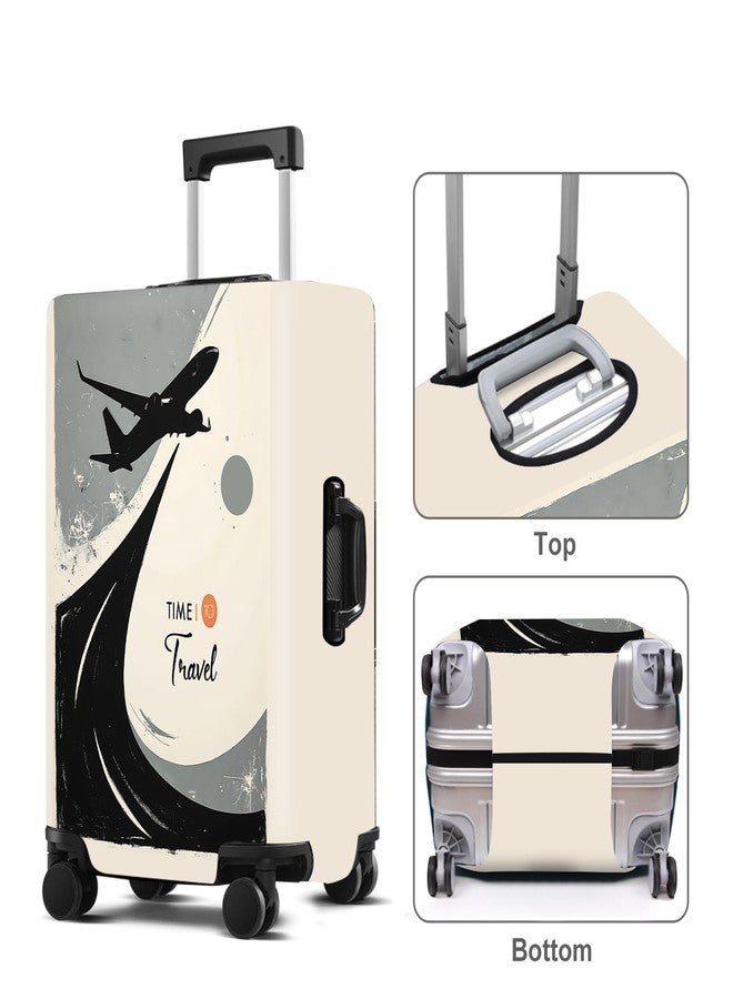 THISFIND Suitcase Cover with Time to Travel Design, Luggage Protector, Fit for 24-26Inch Luggage Durable Travel Bag Cover with Zipper Closure - Image 3